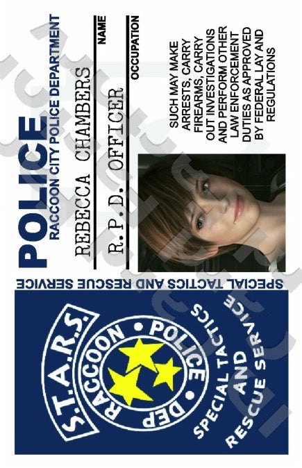Rebecca Chambers | Raccoon City Police S.T.A.R.S. ID Card | Resident Evil | ID Card Factory