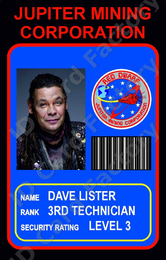 Dave Lister | Red Dwarf Jupiter Mining Corporation ID Card | ID Card Factory