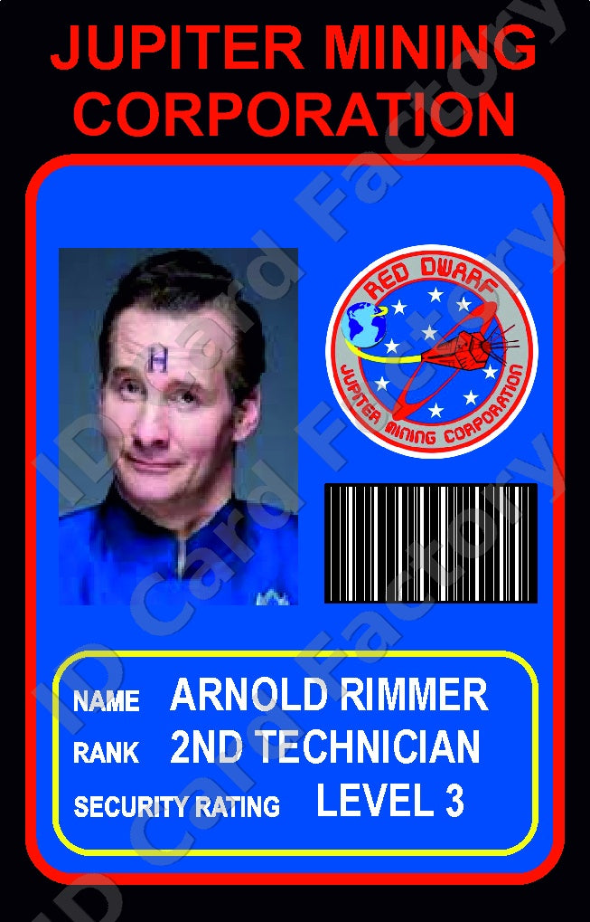 Arnold Rimmer | Red Dwarf Jupiter Mining Corporation ID Card | ID Card Factory