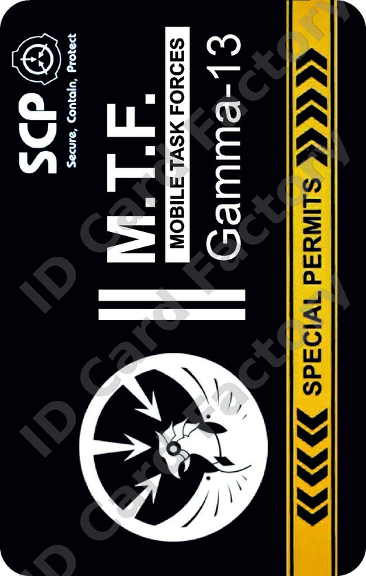 SCP Foundation MTF Gamma-13 Asimov's Lawbringers ID Card | ID Card Factory
