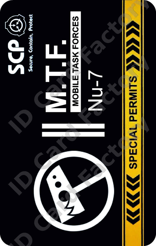 SCP Foundation MTF Nu-7 Hammer Down ID Card | ID Card Factory