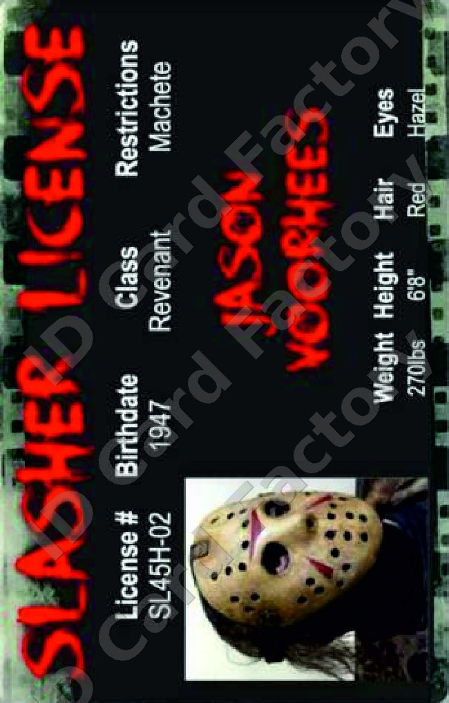 Jason Voorhees Slasher Licence ID Card | ID Card Factory
