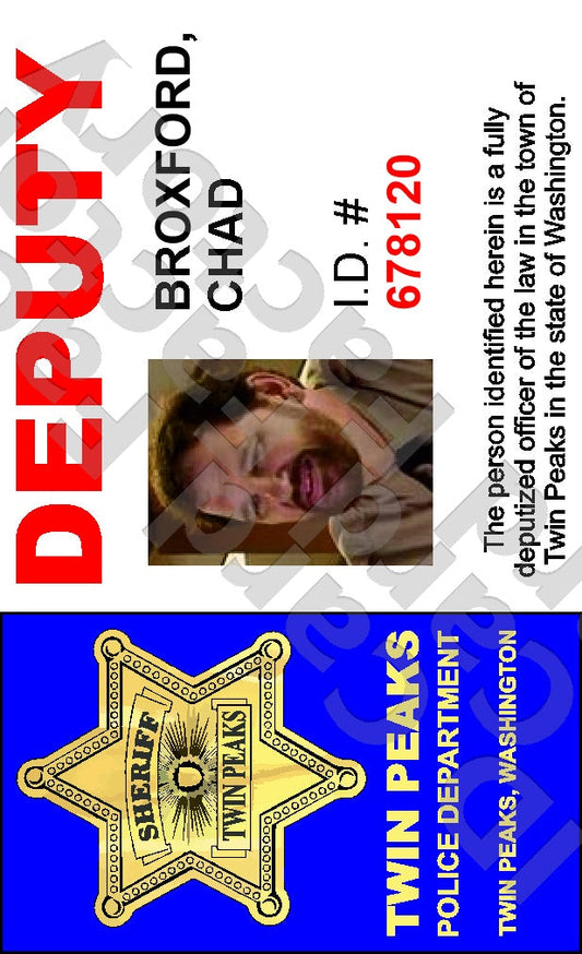 Chad Broxford | Twin Peaks Sheriff's Department ID Card | ID Card Factory