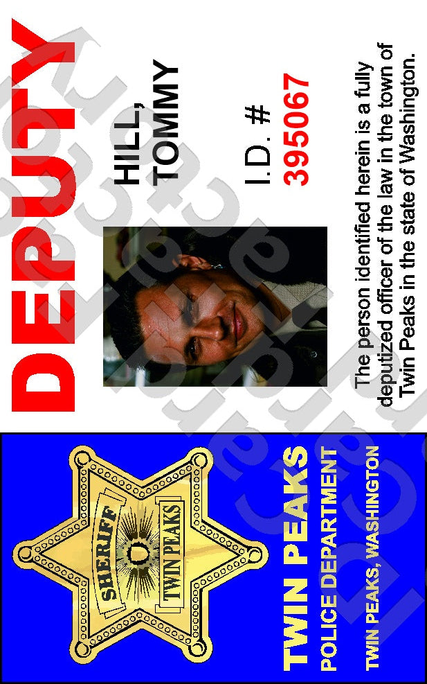 Tommy Hawk Hill | Twin Peaks Sheriff's Department ID Card | ID Card Factory