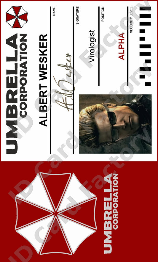 Albert Wesker | Resident Evil Umbrella Corporation Virologist ID Card | ID Card Factory