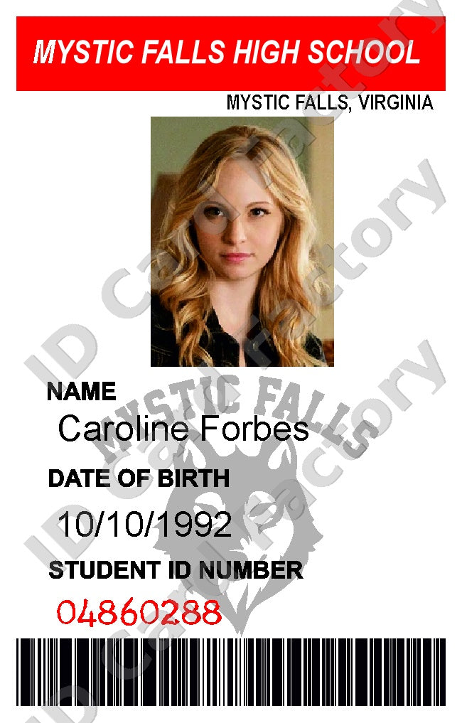 Caroline Forbes | The Vampire Diaries Mystic Falls ID Card | ID Card Factory