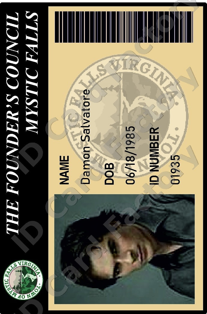 Damon Salvatore | The Vampire Diaries Mystic Falls ID Card | ID Card Factory