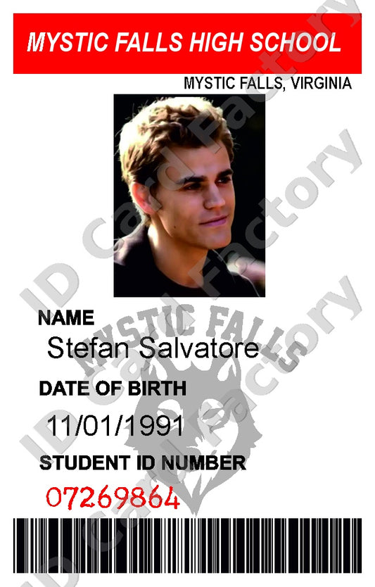 Stefan Salvatore | The Vampire Diaries Mystic Falls ID Card | ID Card Factory
