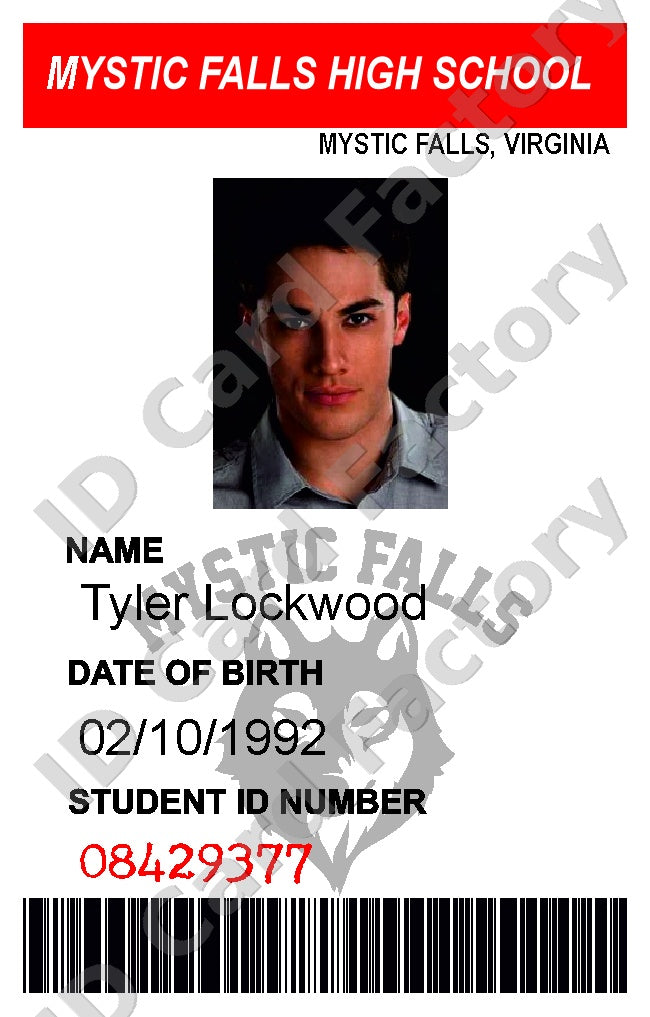 Tyler Lockwood | The Vampire Diaries Mystic Falls ID Card | ID Card Factory