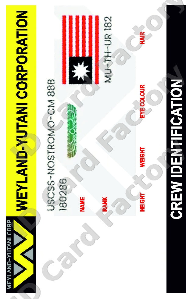 Weyland-Yutani Crew ID | Alien | Personalised | ID Card Factory