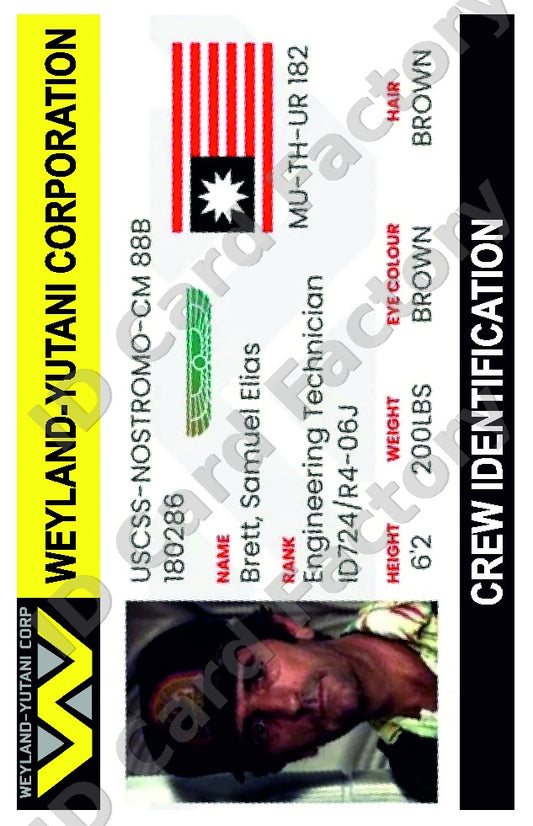 Samuel Brett | Alien Weyland-Yutani Crew ID | ID Card Factory