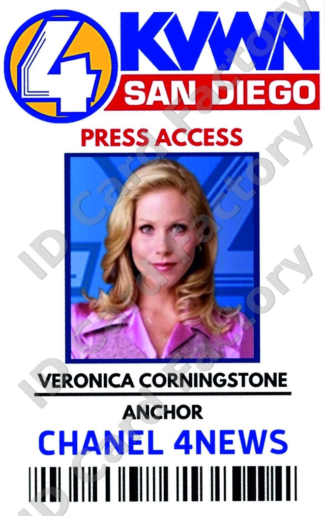 Veronica Corningstone | Anchorman KVWN Channel 4 News Press Access ID Card | ID Card Factory
