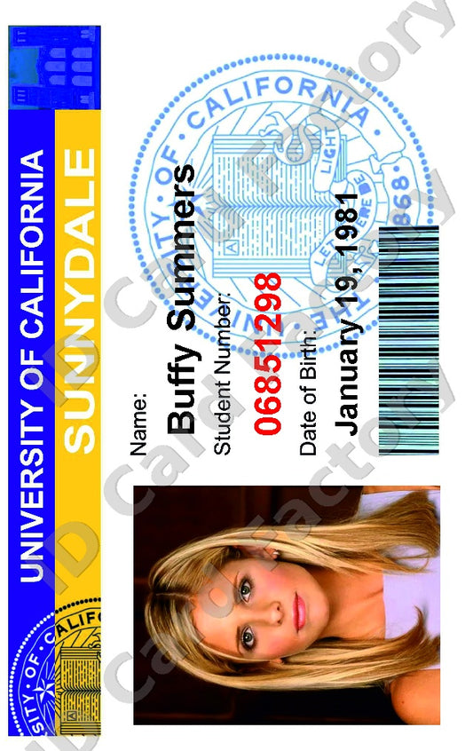 Buffy Summers | Buffy the Vampire Slayer UC Sunnydale Student ID Card | ID Card Factory