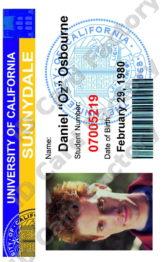 Daniel Oz Osborne | Buffy the Vampire Slayer UC Sunnydale Student ID Card | ID Card Factory