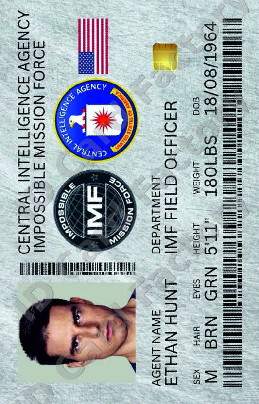 Ethan Hunt | Mission Impossible IMF Field Officer ID | ID Card Factory
