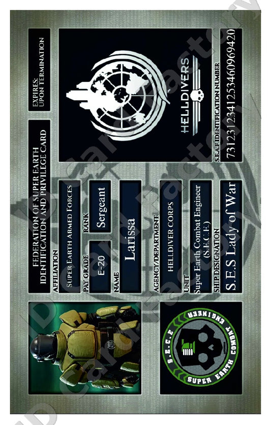 Larissa | Helldivers 2 Federation of Super Earth ID Card | ID Card Factory
