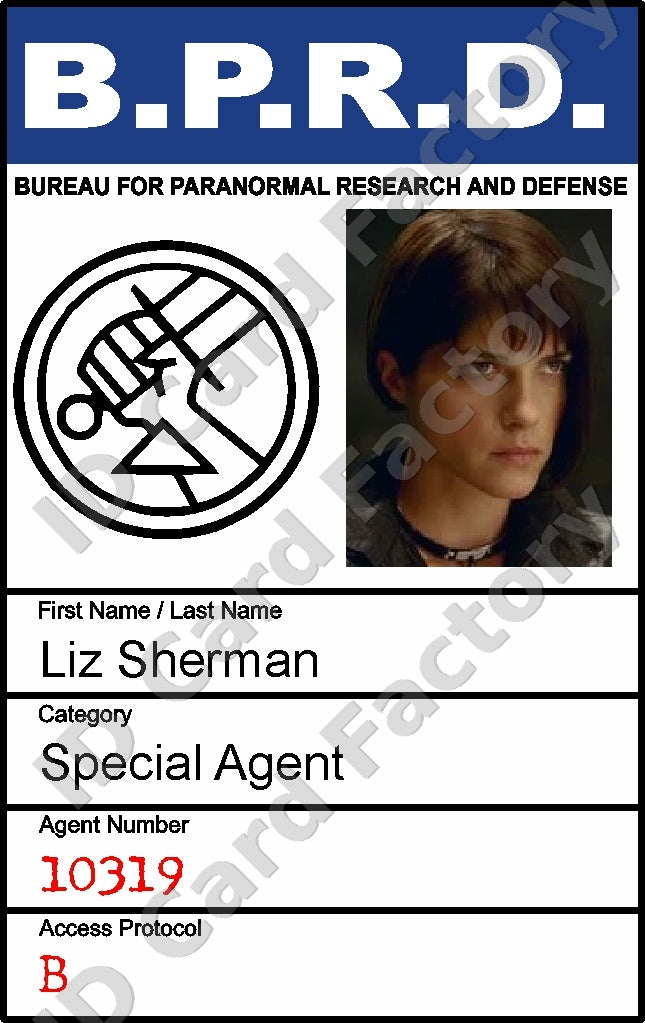 Liz Sherman | Hellboy BPRD Special Agent ID | ID Card Factory