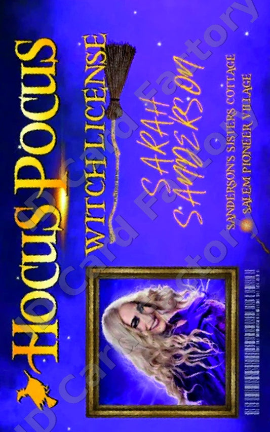 Sarah Sanderson | Hocus Pocus Witch Licence | ID Card Factory