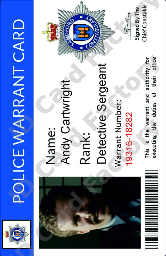 Andy Cartwright | Hot Fuzz Sandford Constabulary Warrant Card | ID Card Factory