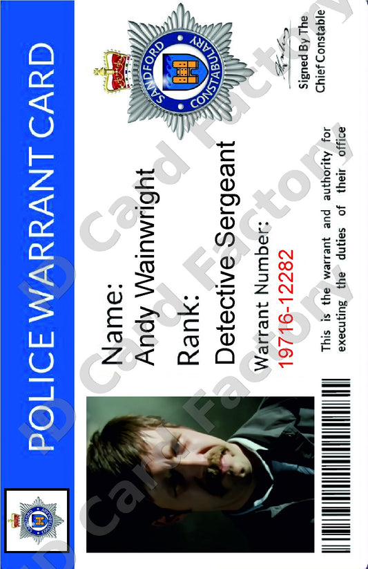 Andy Wainwright | Hot Fuzz Sandford Constabulary Warrant Card | ID Card Factory