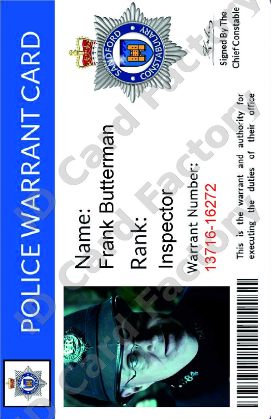 Frank Butterman | Hot Fuzz Sandford Constabulary Warrant Card | ID Card Factory