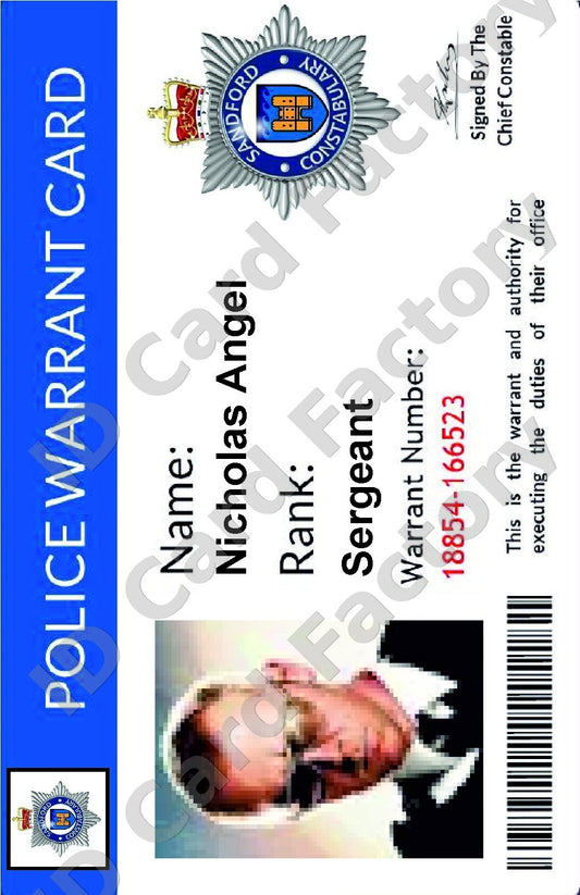 Nicholas Angel | Hot Fuzz Sandford Constabulary Warrant Card | ID Card Factory