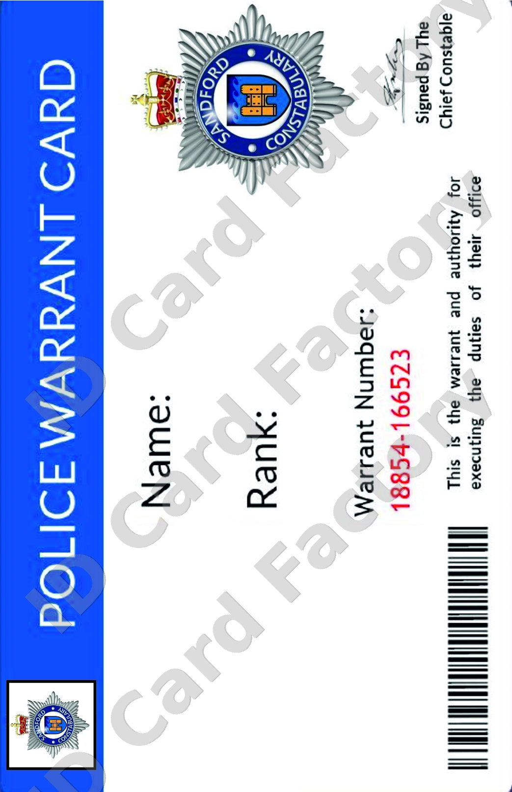 Sandford Constabulary Warrant Card | Hot Fuzz | Personalised | ID Card Factory