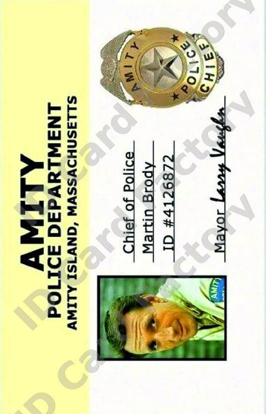 Martin Brody | Jaws Amity Police Chief ID | ID Card Factory