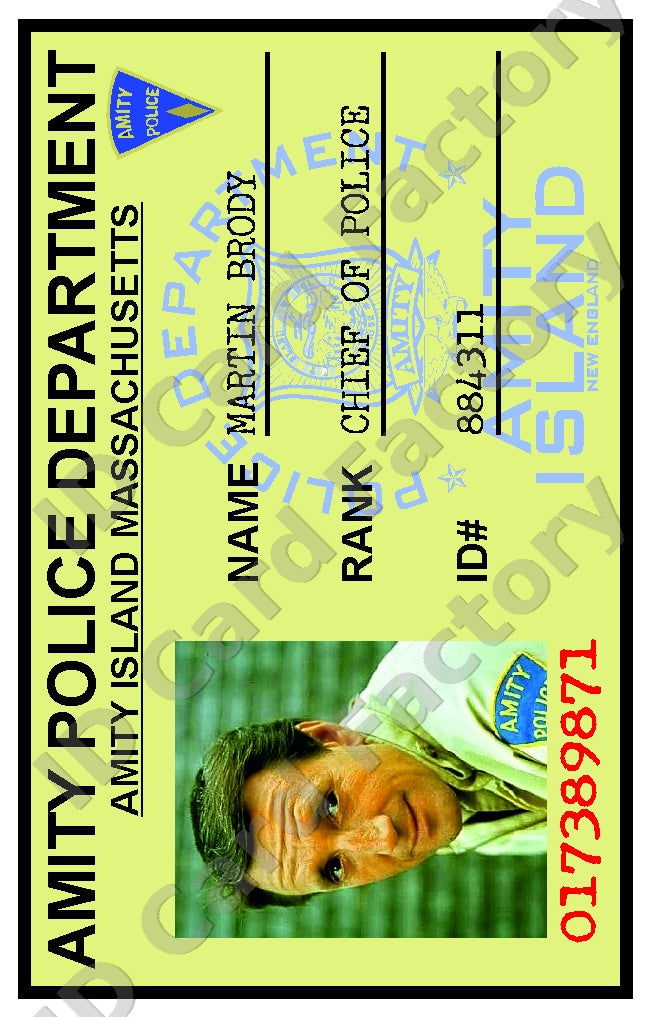 Martin Brody | Jaws Amity Police Department ID | Classic Edition | ID Card Factory