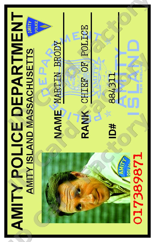 Martin Brody | Jaws Amity Police Department ID | Classic Edition | ID Card Factory