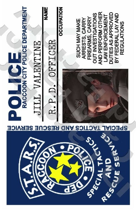 Jill Valentine | Raccoon City Police S.T.A.R.S. ID Card | Resident Evil | ID Card Factory