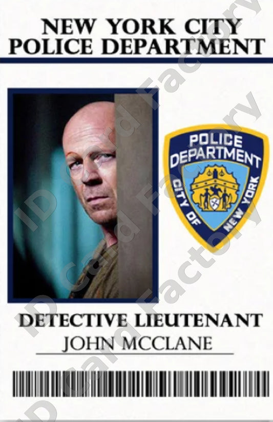 John McClane | Die Hard NYPD Detective Lieutenant ID | ID Card Factory