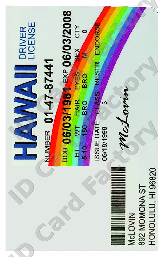 McLovin Style Hawaii Driver Licence | Superbad | Personalised | ID Card Factory