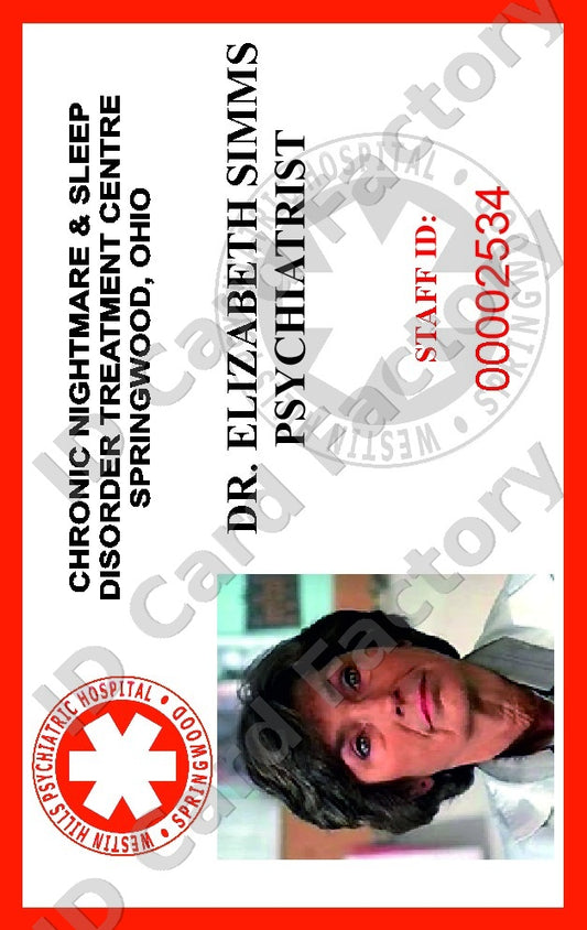 Elizabeth Simms | A Nightmare on Elm Street Westin Hills Patient ID Card | ID Card Factory