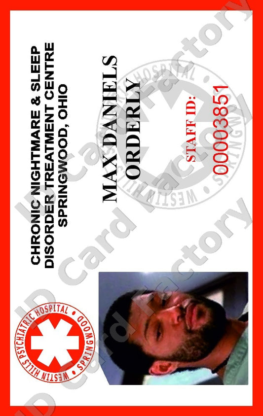 Max Daniels | A Nightmare on Elm Street Westin Hills Patient ID Card | ID Card Factory