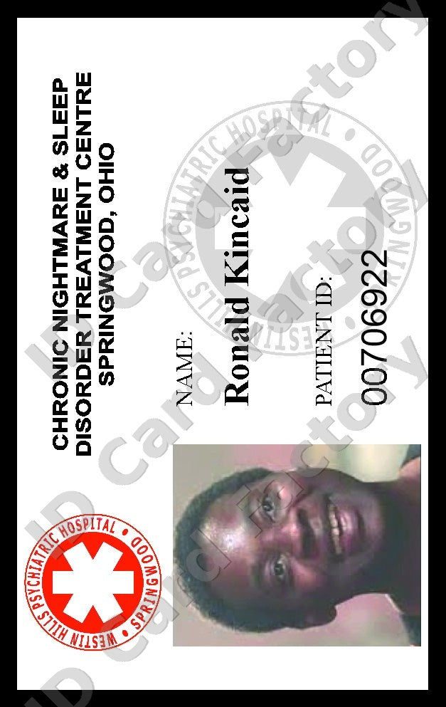 Ronald Kincaid | A Nightmare on Elm Street Westin Hills Patient ID Card | ID Card Factory