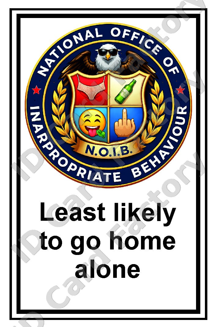 Most Likely to Be Left Home Alone | N.O.I.B. ID Card | Personalised | ID Card Factory
