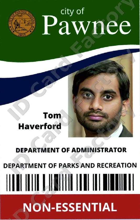Tom Haverford | Parks and Recreation Pawnee ID Card | ID Card Factory