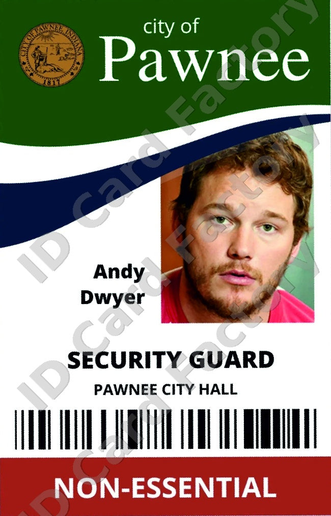 Andy Dwyer | Parks and Recreation Pawnee ID Card | ID Card Factory