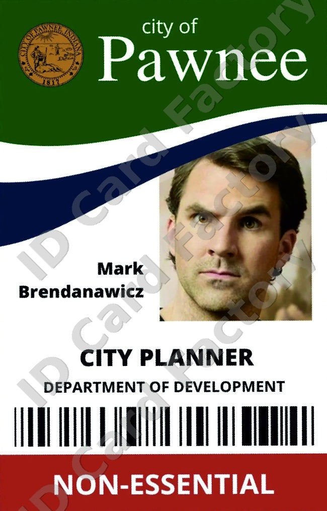 Mark Brendanawicz | Parks and Recreation Pawnee ID Card | ID Card Factory