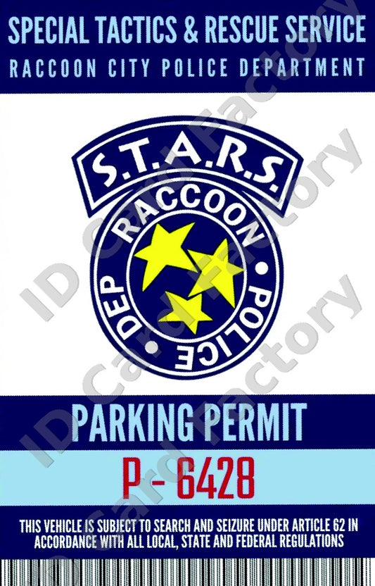 Resident Evil Raccoon City S.T.A.R.S. Parking Permit | | ID Card Factory