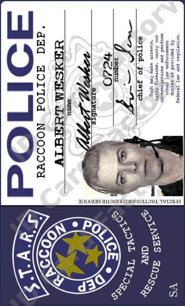 Albert Wesker Resident Evil RPD S.T.A.R.S. ID Card | ID Card Factory ...