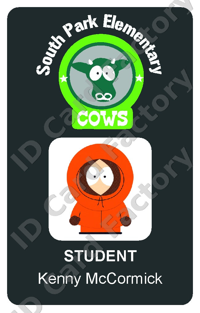 Kenny McCormick | South Park Elementary Student ID Card | ID Card Factory