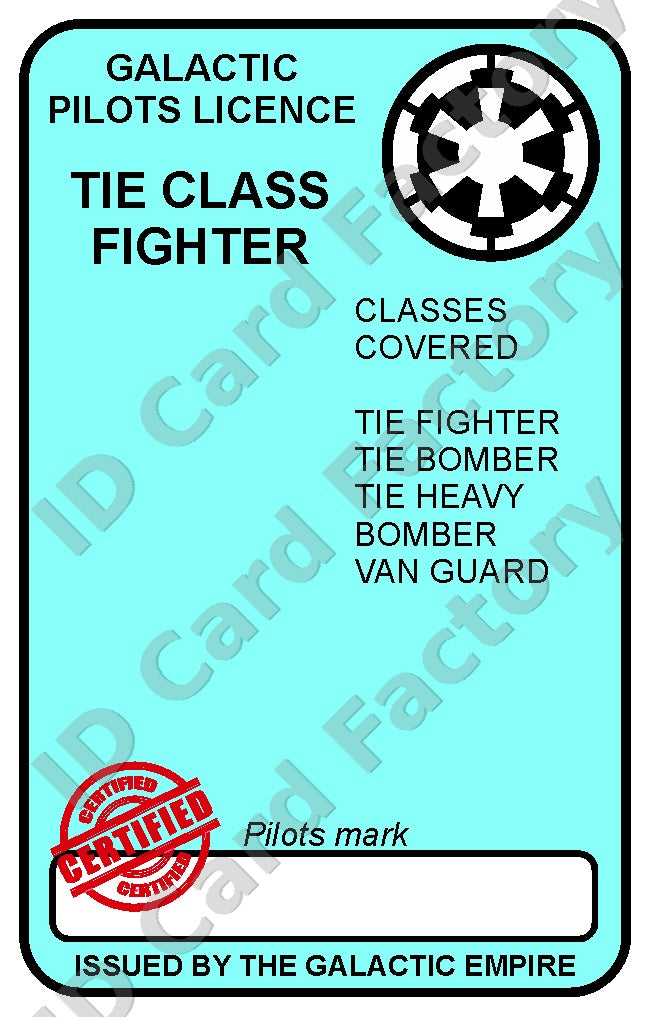 TIE Fighter Pilot ID | Star Wars | Personalised | ID Card Factory