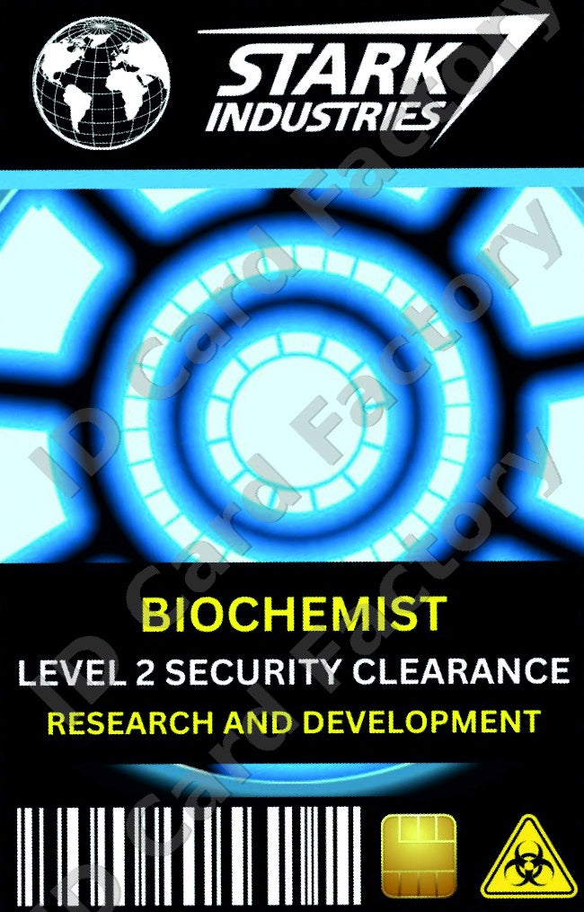 Stark Industries Biochemist ID | Iron Man Marvel | | ID Card Factory