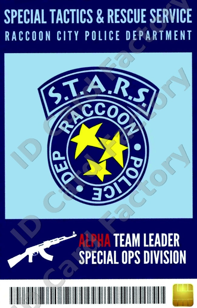 Resident Evil S.T.A.R.S. Alpha Team ID Card | | ID Card Factory