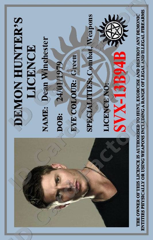 Dean Winchester | Supernatural Demon Hunter ID Card | ID Card Factory