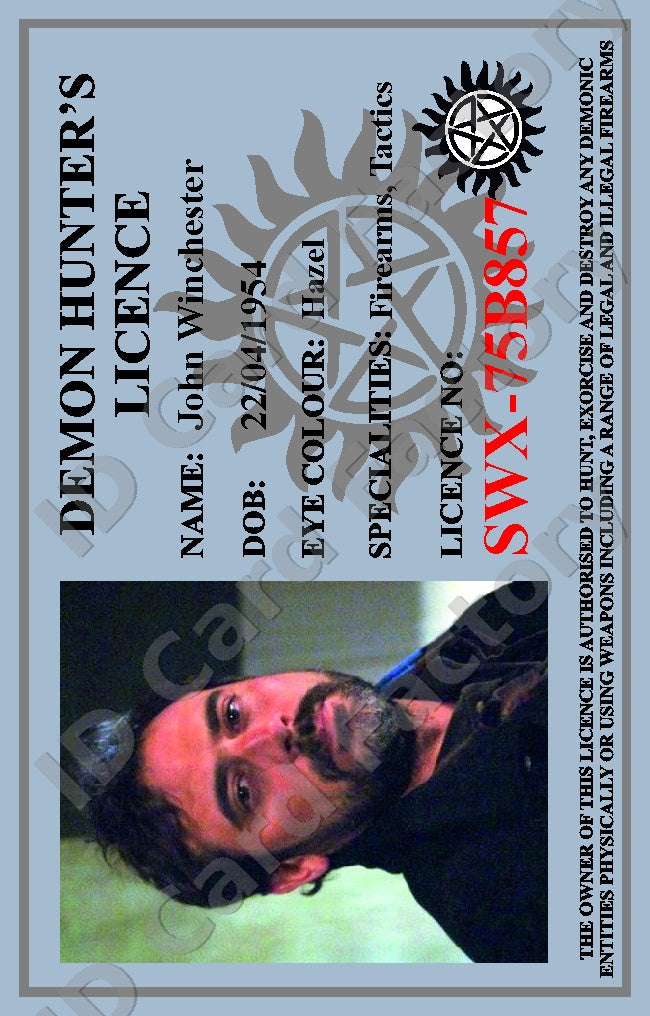 John Winchester | Supernatural Demon Hunter ID Card | ID Card Factory
