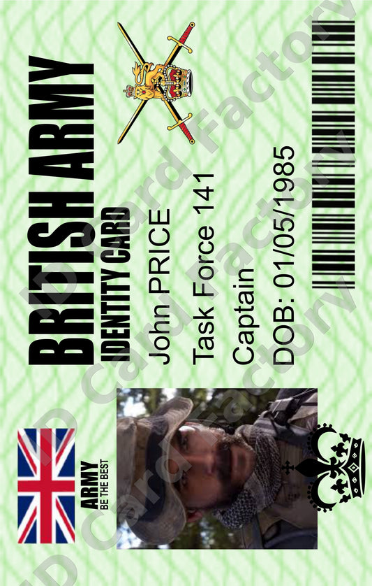 John Price | Call of Duty MW2 Task Force 141 ID Card | ID Card Factory