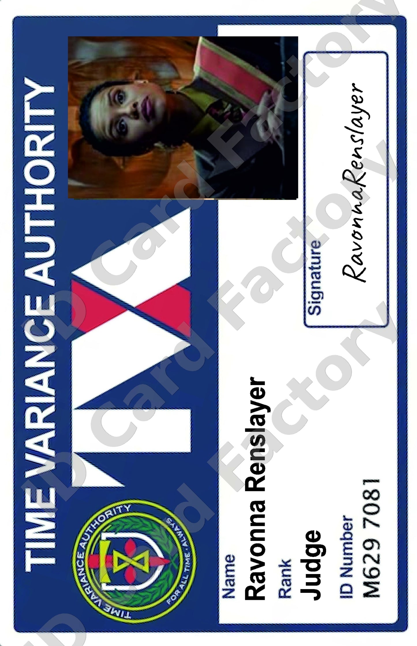 Ravonna Renslayer | Time Variance Authority Judge ID | Loki Marvel | ID Card Factory